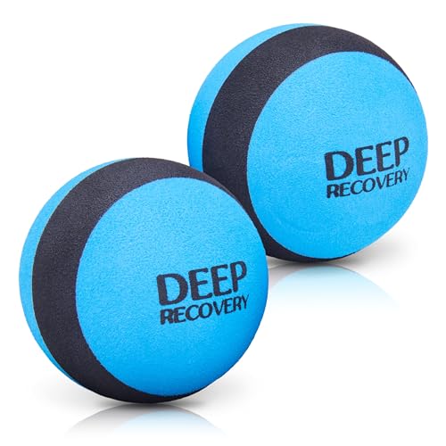 Deep Tissue Massage Balls for Yoga and Self Myofascial Release, Foam Trigger Point Balls for Mobility and Recovery, Feet, Back, Neck, Legs and Arms (2 Pack, Blue)