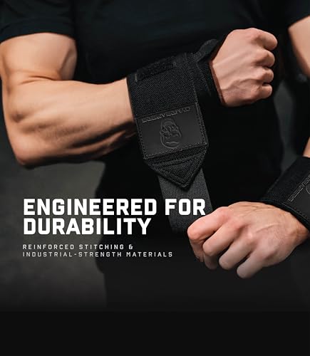 Gymreapers Weightlifting Wrist Wraps (IPF Approved) Professional Quality Wrist Support with Heavy Duty Thumb Loop - Best Wrap for Powerlifting Competition, Strength Training, Bodybuilding - color: Black/Rubber