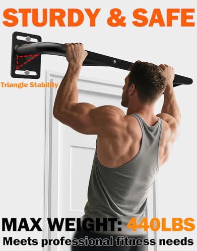 Joist Mount Pull Up Bar, Wall Chin Up Bar Ceiling Mount for Beams, Heavy Duty Steel Construction, Home Gym Workout Equipment -Patent Pending - color: Wall Mounted for 7-8ft Beams, 32in Span Studs