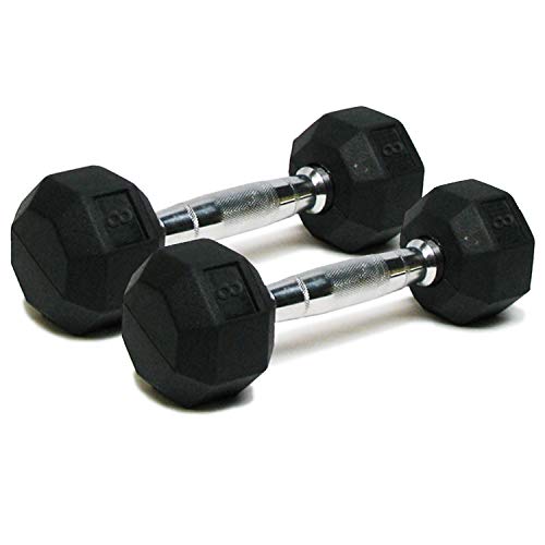 Dumbbells Hand Weights Set of 2 - Rubber Hex Chrome Handle Exercise & Fitness Dumbbell for Home Gym Equipment Workouts Strength Training Free Weights for Women, Men - color: C) 8-Pound (Pair)