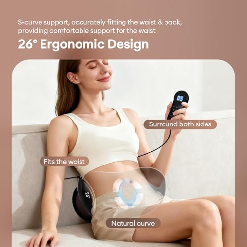 Electric Lumbar Traction Device, Back Stretcher for Lower Back, 3 Heating Levels and Vibration Lumbar Traction Massager