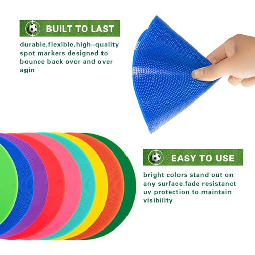Non Slip Rubber Floor Markers 4 Inch 9 Inch 10 Inch | Multicoloured Poly Dots are suitable for football training and agility drills Marking positions in dance studios