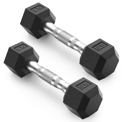 PAPABABE HEX Dumbbell Set 2.5-125lb, Rubber Encased Home Gym Dumbbells, Exercise & Fitness Weights Dumbbells for Women & Men, Hand Weight for Strength Training
