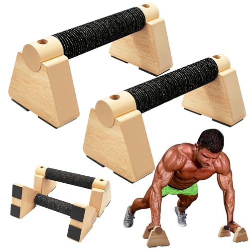 Parallettes Bars - Wooden Calisthenics Equipment for Handstand Training, Push Up Bars & Calisthenics Bar - Handstand Bars and Pushup Handles for Men - color: Wood-20cm