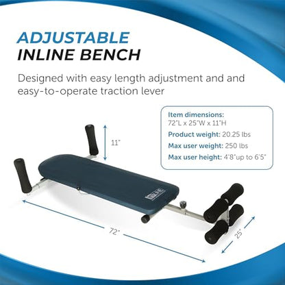 Stamina Products InLine Back Stretch Bench System, Decompress Spine and Joints for Inversion Traction Therapy, Blue Gray | Up to 250 lbs Weight Capacity; No Inversion Decompression fitness equipment