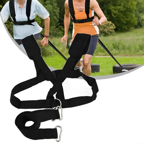 Sled Harness for Resistance Training with Adjustable Waist and Shoulder Pads Nylon Straps Pulling Rope for Strength and Speed Workouts