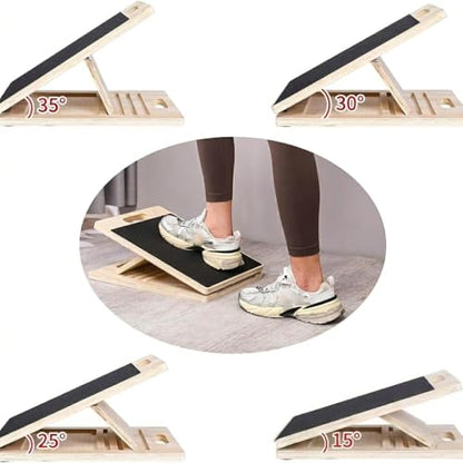 Professional Wooden Slant Board Adjustable Incline Wedge Stretcher Multi Angle Incline Foot Stretcher for Calf Ankle Achilles Heel Stretch Applicable to Squats Balance Mobility Daily Fitness Training