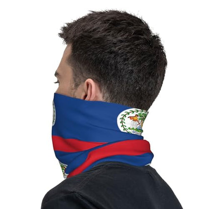 Belize Flag Prints Multifunctional Sport Headband – Seamless Stretch Neck Gaiter for Hiking, Biking, Running & Outdoor Activities – Soft, Quick-Dry, No-Fade Design