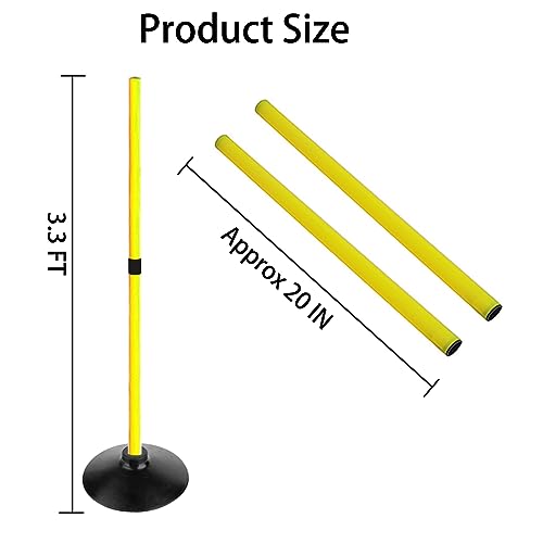 Adjustable Height Agility Hurdle Set Multi-Function Soccer Trainning Pole Set Coaching Sticks with Rubber Base