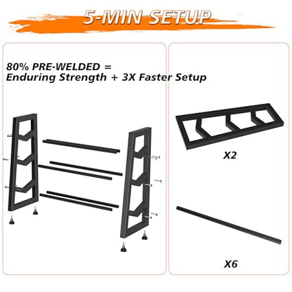 3 Tier Weight Rack for Home Gym Dumbbells, Universal Dumbbell Rack with Adjustable Width Rails, Heavy Duty Angled Storage Stand for Kettlebells & Hand Weights (Rack Only)