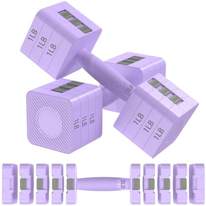 Hezeyferg 18LBS 22LBS Adjustable Dumbbells Set, Hand Weights Sets with Mutilple Levels, Adjustable Weight Dumbbells for Women/Men Home Gym Full Body Workout - color: Purple 11LB Each ( 22LB Pair )