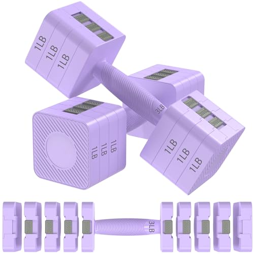 Hezeyferg 18LBS 22LBS Adjustable Dumbbells Set, Hand Weights Sets with Mutilple Levels, Adjustable Weight Dumbbells for Women/Men Home Gym Full Body Workout - color: Purple 11LB Each ( 22LB Pair )