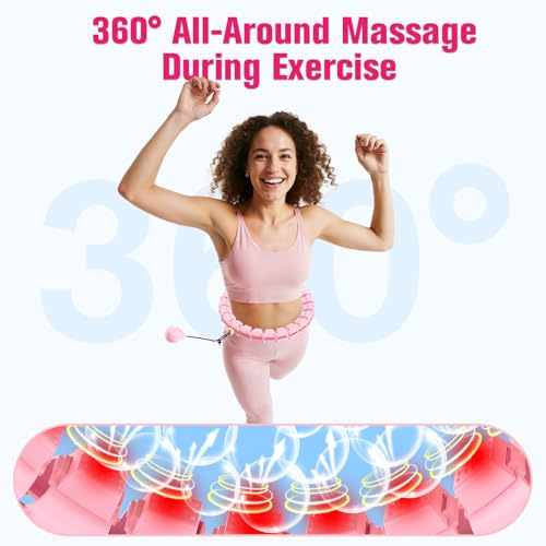 Fit Hoop Weighted Hula Pilates Circles, 32 Detachable Parts,Weight Loss Fitness Gear, Quiet Home Workout Tool - color: PINK