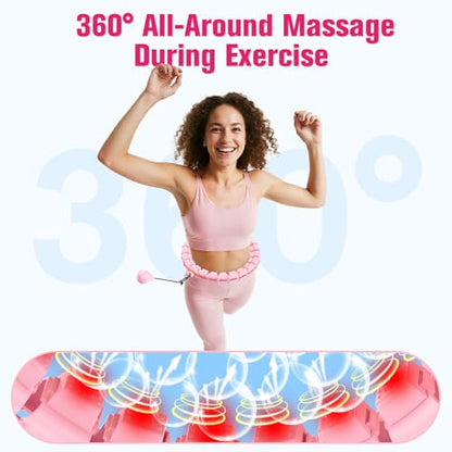Fit Hoop Weighted Hula Pilates Circles, 32 Detachable Parts,Weight Loss Fitness Gear, Quiet Home Workout Tool - color: PINK