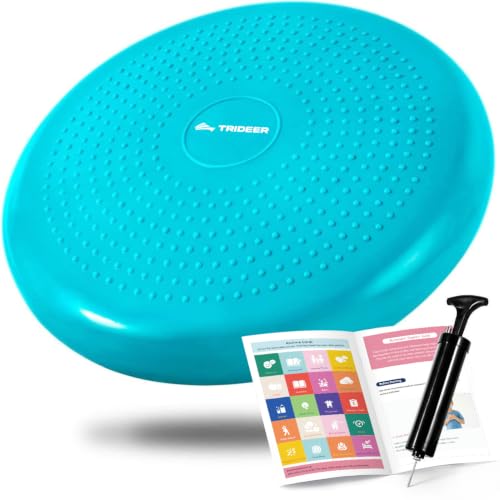 Trideer Wobble Cushion Core Balance Disc, Flexible Seating for Classroom Elementary, Wiggle Seat for Sensory Kids, Balance Pad with Inflation Pump - color: 34CM Turquoise