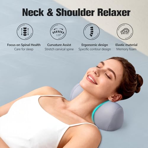 Small Neck Stretcher Pillow for Pain Relief, Soft Cervical Traction Device Neck Mild Support Pillow Memory Foam Cervical Neck Orthopedic Pillow for Tension Muscle Relax Relief (Grey)