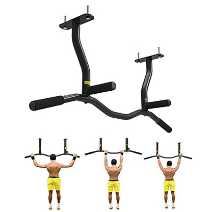 Wall Mounted Pull Up Bar for Outdoor,Heavy Duty Wall Mount Chin Up Bar with Multi-Grip,Fitness Bar Dip Station-Max Supports to 440 Lbs/B - color: B