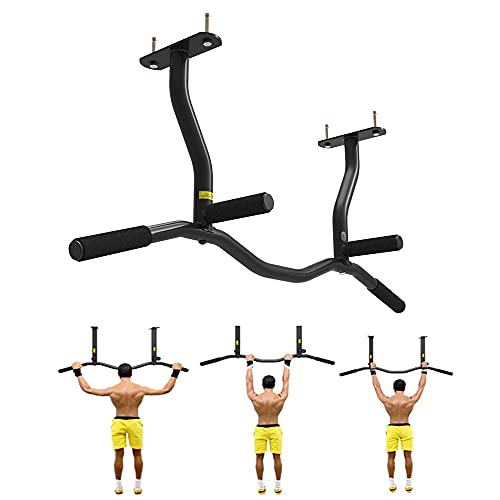 Wall Mounted Pull Up Bar for Outdoor,Heavy Duty Wall Mount Chin Up Bar with Multi-Grip,Fitness Bar Dip Station-Max Supports to 440 Lbs/B - color: B