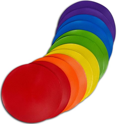 Spot Markers 9/10 Inch Floor dots Non-Slip Rubber Agility Markers Flat Field Cones for Gym/PE Soccer Football, Basketball Training Markers,School Activities, Exercise Drills, Dance Practice