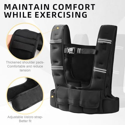 Prodigen Adjustable Weighted Vest Woman, 4-12lb/10-18lb Weight Vest with 6 Removable Weight Bags and Pocket | Weight Vest Men and Women for Walking, Running, Weight Loss, Strength Training