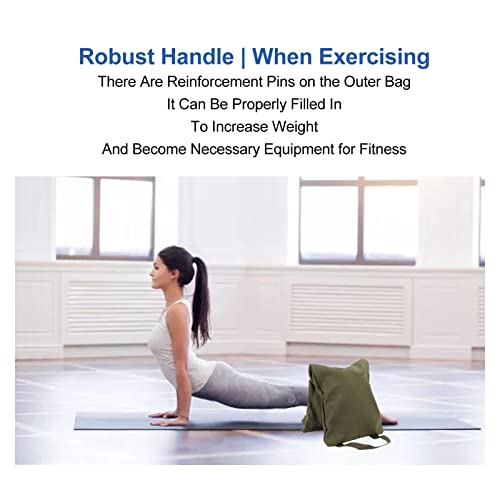 Topyond Sand Bag for Weight Training, Green Yoga Sand Bag with Handle