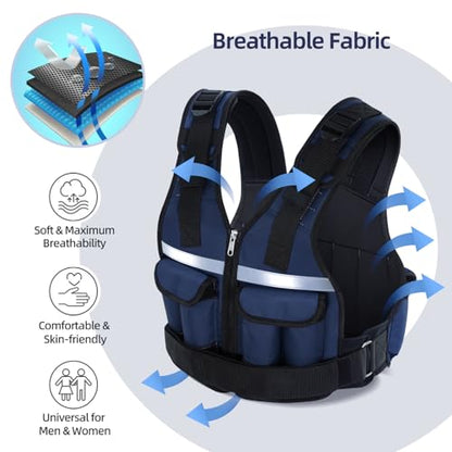 Sportneer Adjustable Weighted Vest Weights: 2-18 lbs/2-42 lbs Washable Weight Vest for Walking 16 In 1 Fast Adjust Rucking Vest for Women and Men Home Gym Running Jogging Strength Training Vests