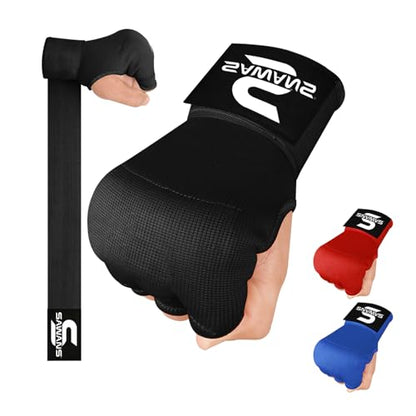 SAWANS Boxing Hand Wraps Inner Gloves for Hand Protection Long Wrist Straps Elasticated, Padded Martial Arts Combat Gloves Punching Bag Training Gel Mitts Muay Thai MMA - size: Large-X-Large