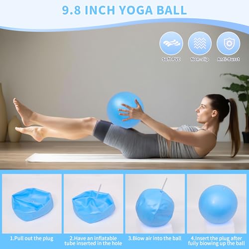 Pilates Essentials Kit for Home Women, Pilates Equipment for Workouts, 6 Fabric Resistance Bands, 12 Inch Magic Circle Yoga Ring, Mini Exercise Ball, Great Exercise Equipment