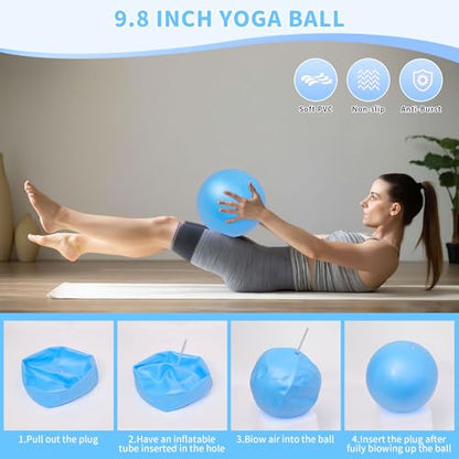 Pilates Essentials Kit for Home Women, Pilates Equipment for Workouts, 6 Fabric Resistance Bands, 12 Inch Magic Circle Yoga Ring, Mini Exercise Ball, Great Exercise Equipment