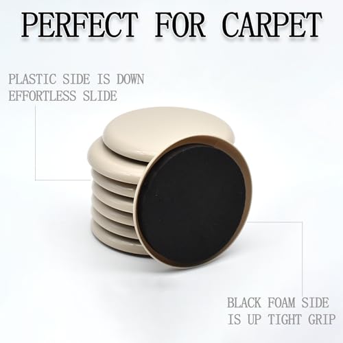 Furniture Sliders, 8 Pcs 3 1/2'' Furniture Sliders Pads for Hardwood Floors, Chair Legs Floors Protectors, Reusable Round Glides Glider, Heavy Duty Furniture Movers Sliders - size: 3 1/2" Round-8 Pack Beige