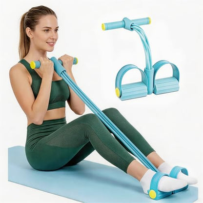 Pedal Resistance Bands with Handles, Upgrade 6-Tubes Manual Tension Training Pedal, Natural Rubber Foot Pedal Resistance Bands, Multifunction Fitness Bands for Abdomen, Waist, Arm, Leg - color: Blue