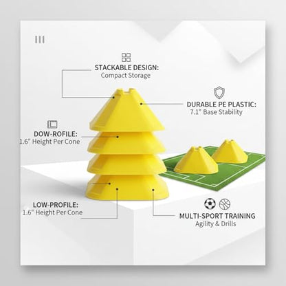 Stackable Sports Training Marker Cones, PE Plastic Agility Drill Markers for Soccer and Basketball Practice (1 PC)