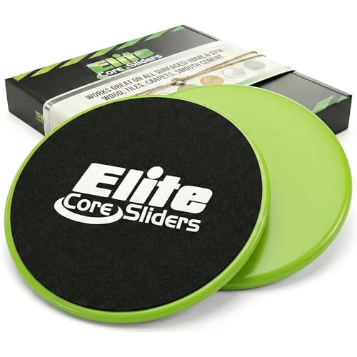 Elite Sportz Core Sliders for Working Out - Pack of 2 Compact, Dual Sided Gliding Discs for Full Body Workout on Carpet or Hardwood Floor - Fitness & Home Exercise Equipment - Small Gift for Athletes - color: Green