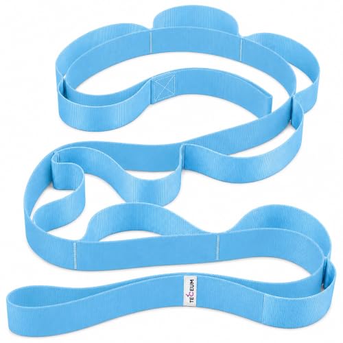 Stretching Strap with 10 Loops – Non-Elastic Yoga Strap for Physical Therapy – Stretch Band for Hamstring, Leg, Hip & Knee Rehab – Pilates, Flexibility & Mobility Exercise for Men & Women