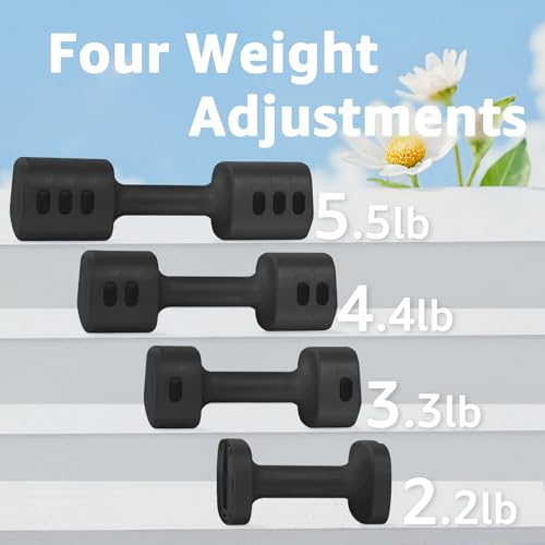 Adjustable Dumbbell Set of 2, Adjustable Weight set, Anti-slip Handle, 4 in 1 Free Weights Dumbbells Set for women at home, 2.2lb, 3.3lb, 4.4lb, 5.5lb, for Home, Office, Gym Exercise Training