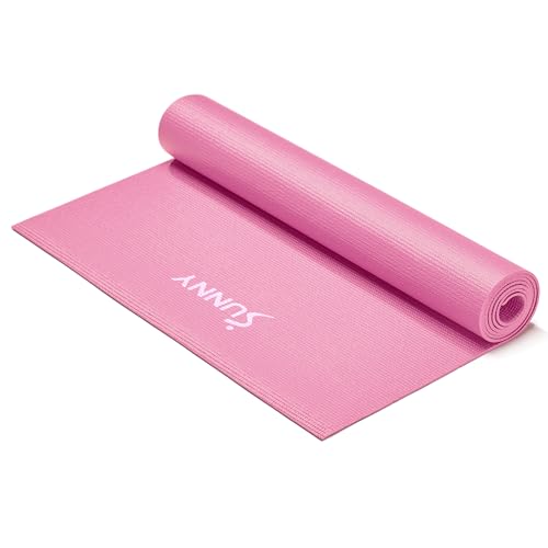 Sunny Health & Fitness Non-Slip Yoga Mat – Durable, Anti-Tear, Lightweight, Cushioned Support for Yoga, Pilates, Stretching Exercises, Meditation and Floor Workouts | Multiple Sizes & Colors - color: Classic Pink