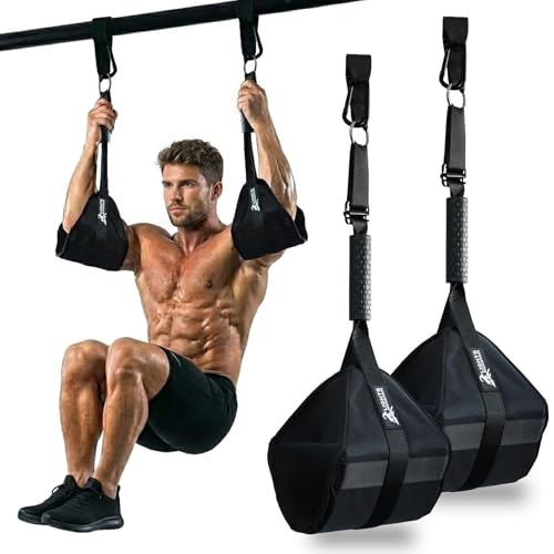 Heavy-Duty Hanging Ab Straps for Pull-Up Bar, Support for Tall Athletes, Thick Padded Arm Cradle for Core Strength & Ab Training,Compatible with Pull-Up Bars & Cable Machines