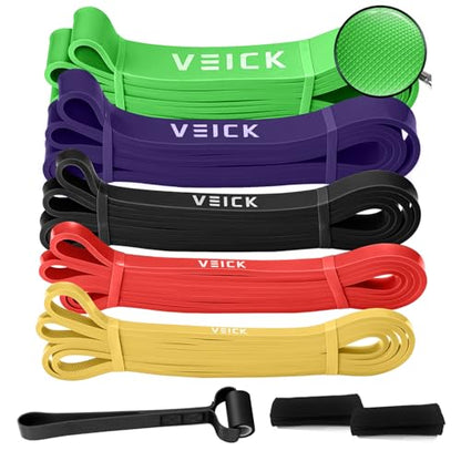 VEICK Pull Up Assist Resistance Bands for Home Gym - color: Colorful Set of 5 + Hand Grip Pads