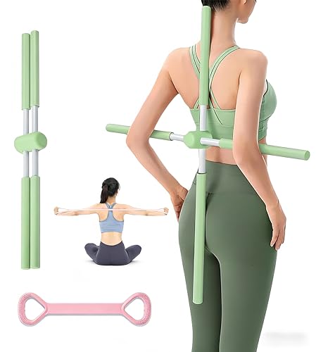 Posture Fit Bar, Stretching Stick, Yoga Stick Posture Corrector, Straightener Tool for Men and Women, Portable Mobility Stretch Pole for Neck Hump, Neck Hump Corrector