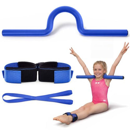 Gymnastics Training Equipment Set for Kids & Beginners, Shoulder Trainer with Adjustable Ankle Straps for Tumbling, Cheerleading, Dance, Handstand & Flexibility Training - color: Blue and Dark Blue