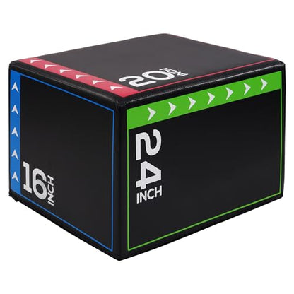 BalanceFrom 3-in-1 Foam Plyometric Jump Box for Home Gym with Multiple Height Options – Versatile Plyo with Non-Slip Surface for Strength, HIIT, Step-Ups, and Agility Training