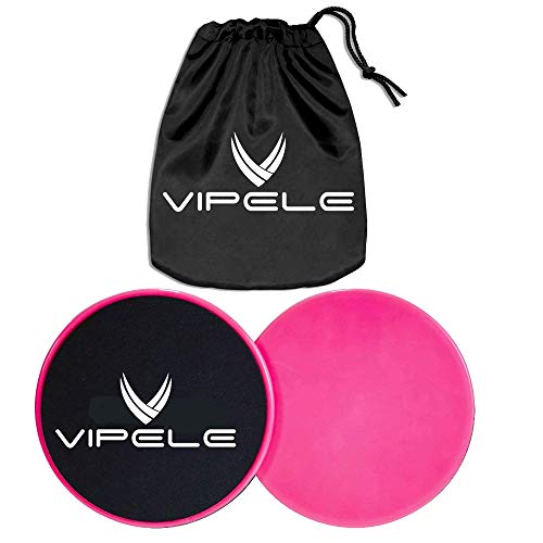 Core Sliders. Dual Sided Use on Carpet or Hardwood Floors. Abdominal Exercise Equipment (Pink)