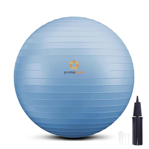 Primasole Exercise Ball: Yoga Ball for Balance & Stability Workouts | Home, Office, Gym Use | Birth Ball for Pregnancy & Birthing. - color: Pale Gray, size: 17.7"