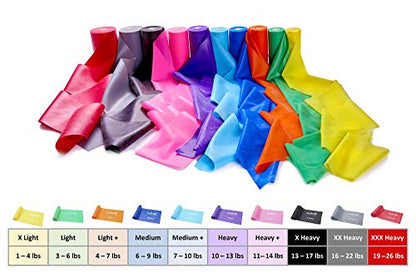 Resistance Band for Working Out | Super Exercise Bands 8,16,24 Yard Bulk Rolls |10 Strengths in Light Medium and Heavy Resistance Bands | Latex Free Workout Bands Including App and e-Book