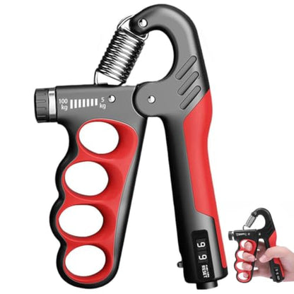 Adjustable Grip Strength Trainer Hand Gripper for Grip Strength, Forearm & Wrist Strengthener, Hand Exerciser for Strength Training & Therapy 11-220Lbs(5-100KG) - color: Red