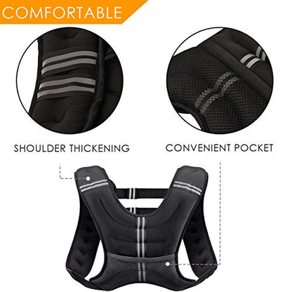 Weighted Vest for Women and Men 8 12 16 20 25 30 Lbs with Reflective Stripe and Double Adjustable Buckle Straps Weight Vests for Strength Training, Jogging, Cardio, Weight Loss