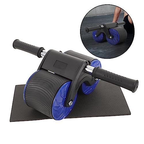1set Automatic Rebound Abdominal Roller with Knee Pad for Home Fitness Training Dual Wheel Abdominal Exercise Equipment for Strengthening Core Muscles