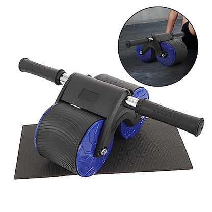 1set Automatic Rebound Abdominal Roller with Knee Pad for Home Fitness Training Dual Wheel Abdominal Exercise Equipment for Strengthening Core Muscles