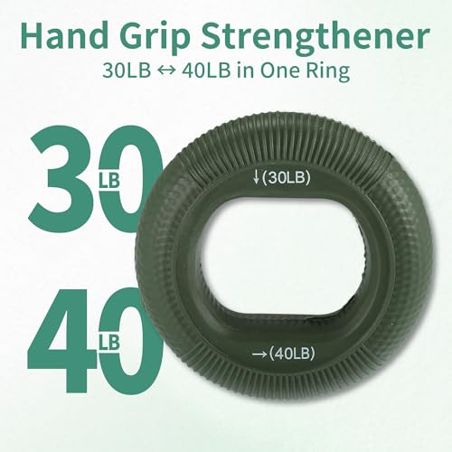 Hand Grip Strengthener, Fingers Exerciser - Silicone Rings for Muscle Training Sports Rock Climbing Finger Rehabilitation,6 Resistance Levels - color: Green(30/40LB)
