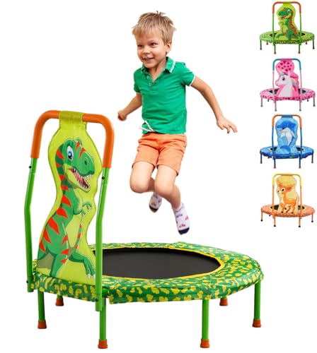 36 Inch Toddler Trampoline with Handle, Outdoor Indoor Trampoline for Kids, Mini Trampolines with Handlebar, Gifts for Boys and Girl, Small Kid Baby Trampolines - color: Green